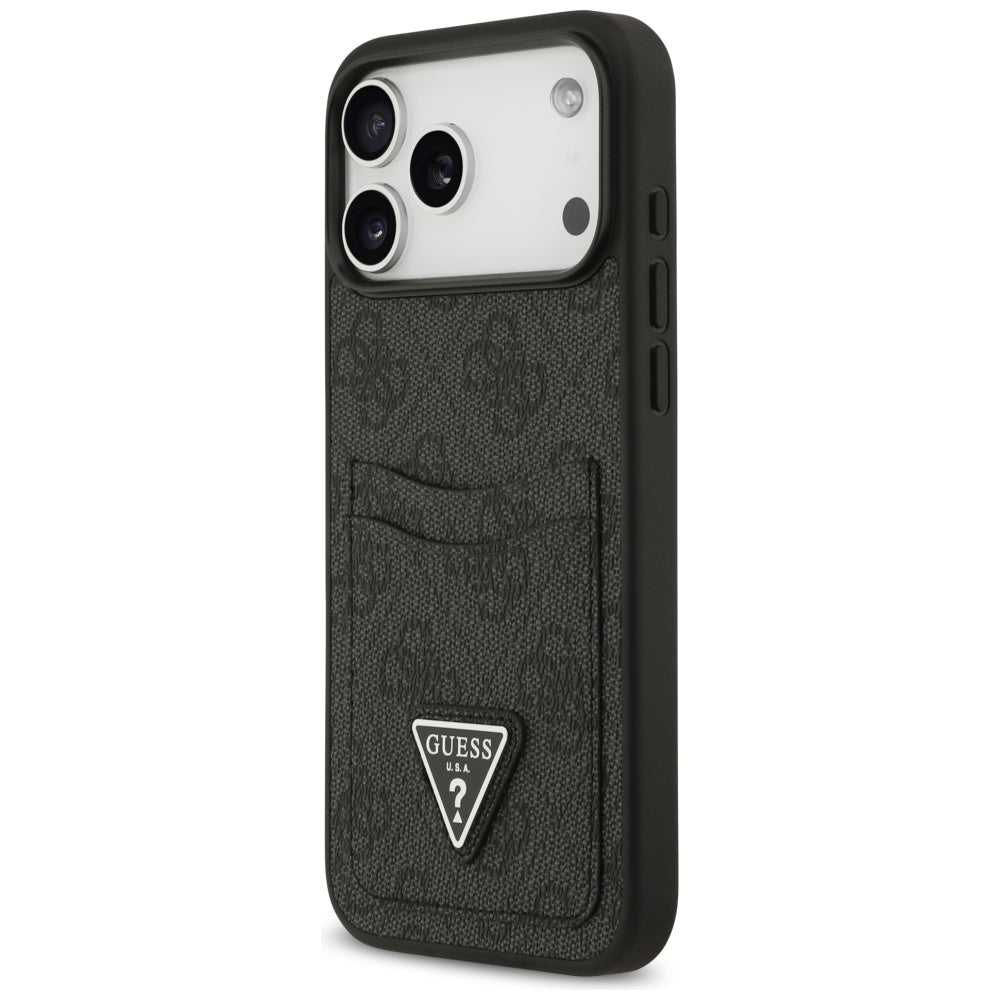 Pouzdro pro Apple iPhone 17 Pro Max, Guess, 4G Double Card Triangle, Černá
