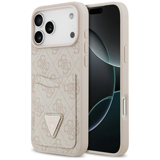 Pouzdro pro Apple iPhone 17 Pro Max, Guess, 4G Double Card Triangle, Růžové
