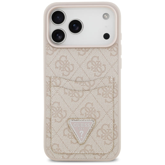 Pouzdro pro Apple iPhone 17 Pro Max, Guess, 4G Double Card Triangle, Růžové