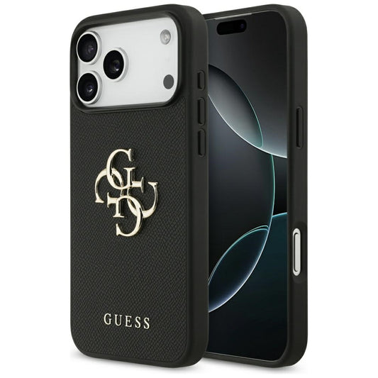 Pouzdro pro Apple iPhone 17 Pro Max, Guess, 4G Grained Big and Classic Logo, Černá