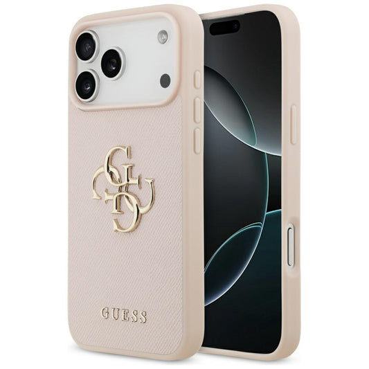 Pouzdro pro Apple iPhone 17 Pro Max, Guess, 4G Grained Big and Classic Logo, Růžové