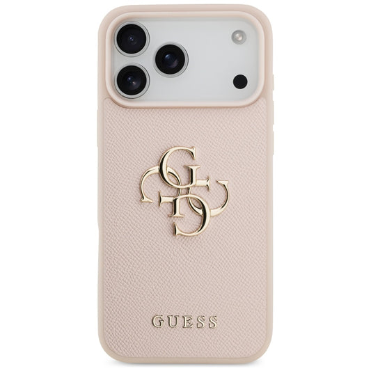 Pouzdro pro Apple iPhone 17 Pro Max, Guess, 4G Grained Big and Classic Logo, Růžové
