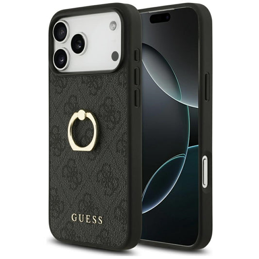 Pouzdro pro Apple iPhone 17 Pro Max, Guess, 4G Ring Stand, Černá