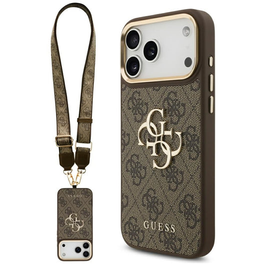 Pouzdro pro Apple iPhone 17 Pro Max, Guess, Big 4G Classic Logo with Big Strap, hnědá