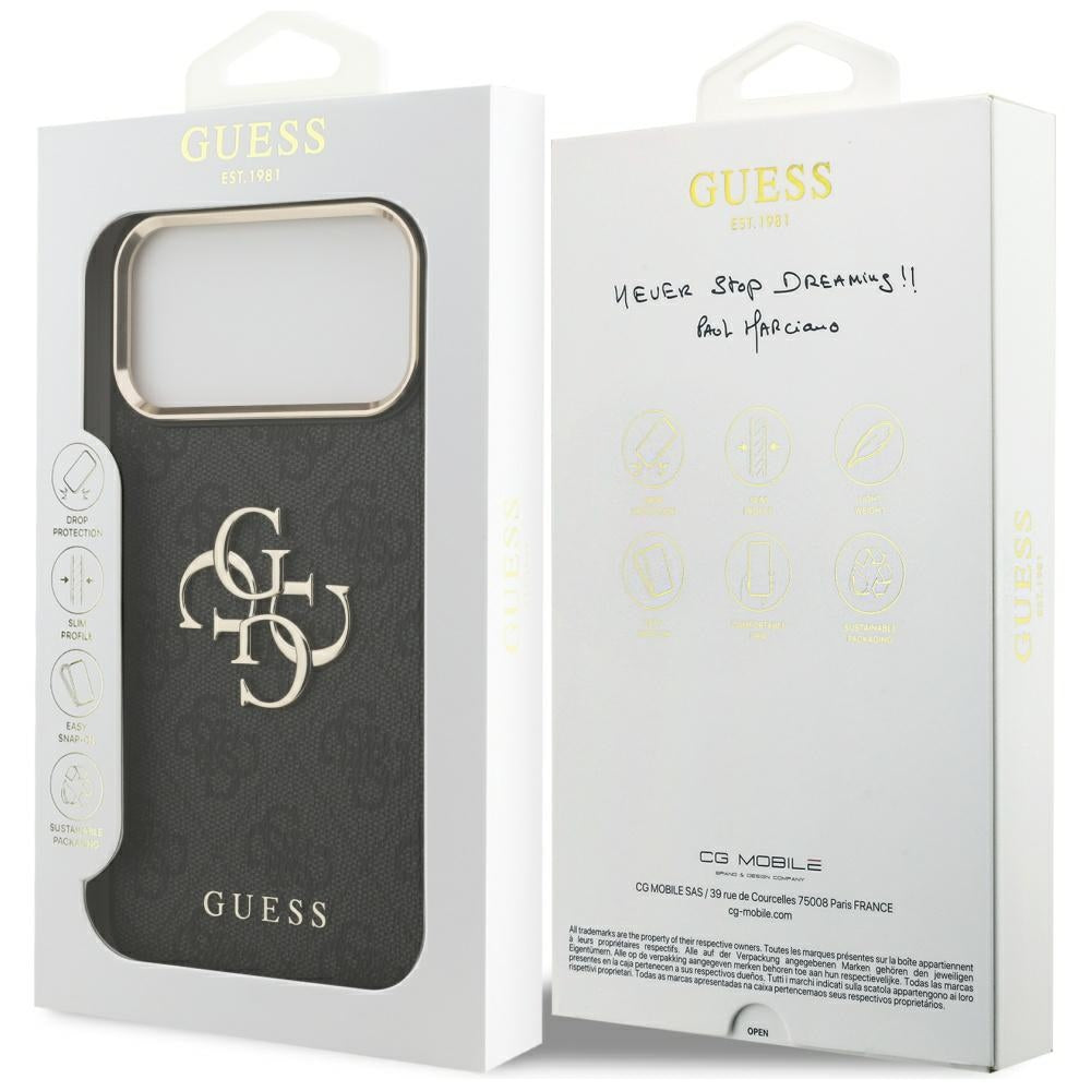Pouzdro pro Apple iPhone 17 Pro Max, Guess, Big 4G Logo Classic, Černé Zlaté