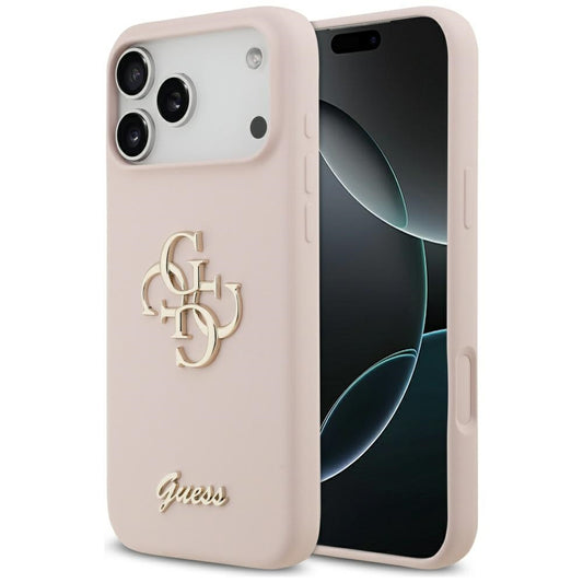 Pouzdro pro Apple iPhone 17 Pro Max, Guess, Big 4G Script, Světle růžová