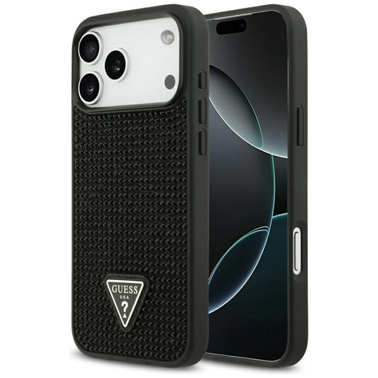 Pouzdro pro Apple iPhone 17 Pro Max, Guess, Rhinestone Triangle Logo, Černá