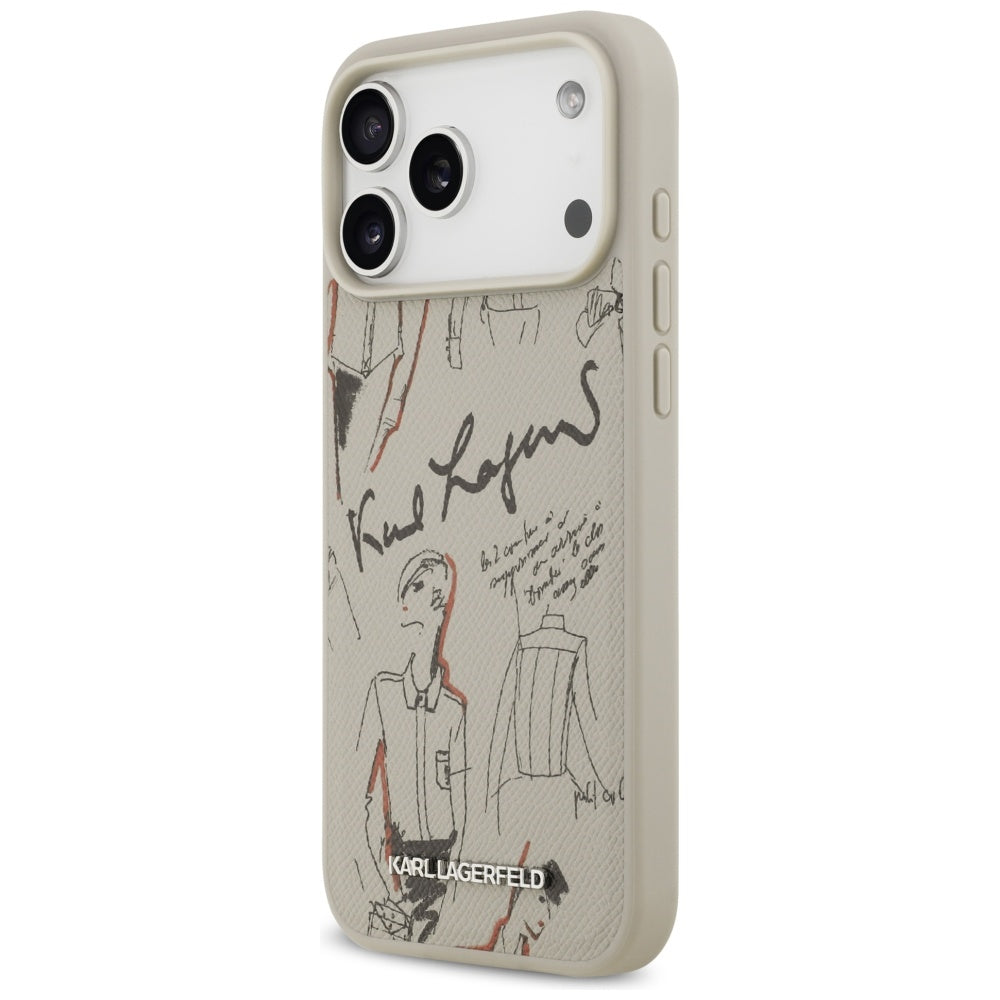 Pouzdro pro Apple iPhone 17 Pro Max, Karl Lagerfeld, Grained Pattern Logo, Šedé