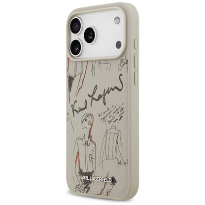 Pouzdro pro Apple iPhone 17 Pro Max, Karl Lagerfeld, Grained Pattern Logo, Šedé