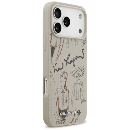 Pouzdro pro Apple iPhone 17 Pro Max, Karl Lagerfeld, Grained Pattern Logo, Šedé