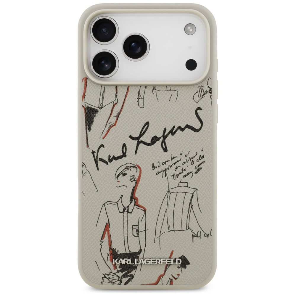 Pouzdro pro Apple iPhone 17 Pro Max, Karl Lagerfeld, Grained Pattern Logo, Šedé