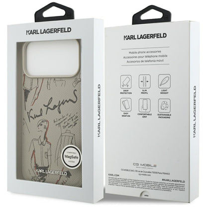 Pouzdro pro Apple iPhone 17 Pro Max, Karl Lagerfeld, Grained Pattern Logo, Šedé