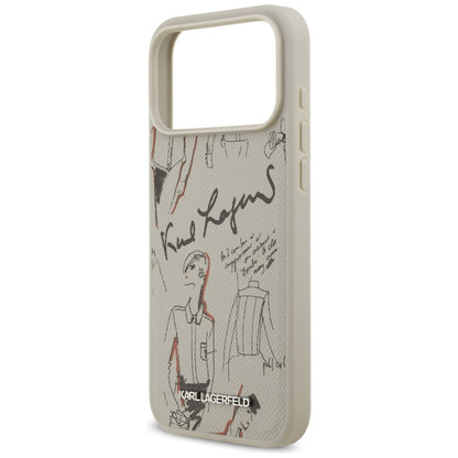 Pouzdro pro Apple iPhone 17 Pro Max, Karl Lagerfeld, Grained Pattern Logo, Šedé