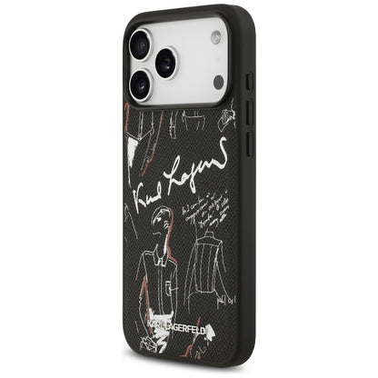 Pouzdro pro Apple iPhone 17 Pro Max, Karl Lagerfeld, Grained Pattern Logo, Černá