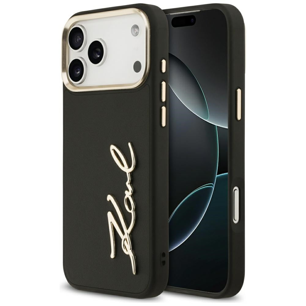 Pouzdro pro Apple iPhone 17 Pro Max, Karl Lagerfeld, Script Logo, Černá