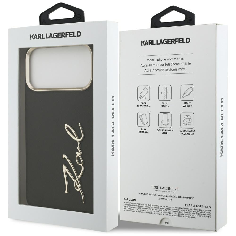 Pouzdro pro Apple iPhone 17 Pro Max, Karl Lagerfeld, Script Logo, Černá
