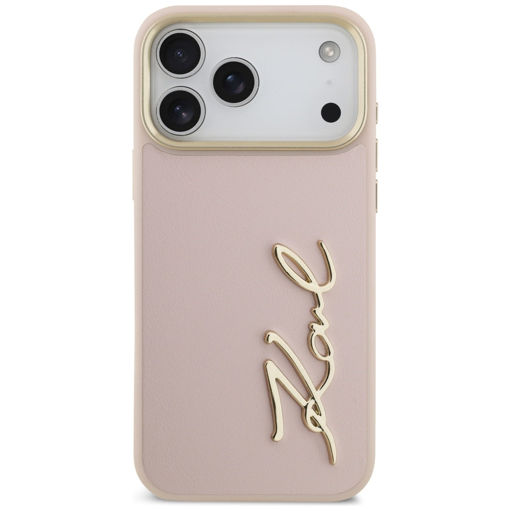 Pouzdro pro Apple iPhone 17 Pro Max, Karl Lagerfeld, Script Logo, Růžové