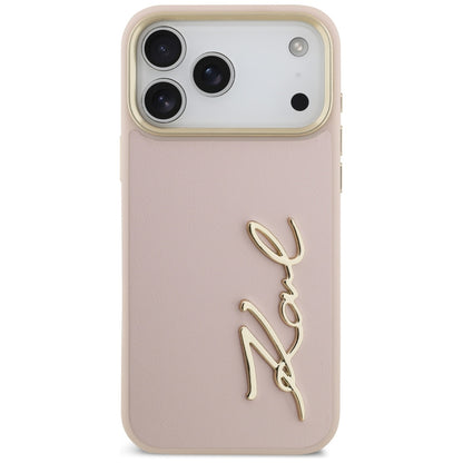 Pouzdro pro Apple iPhone 17 Pro Max, Karl Lagerfeld, Script Logo, Růžové