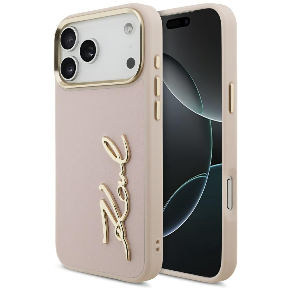 Pouzdro pro Apple iPhone 17 Pro Max, Karl Lagerfeld, Script Logo, Růžové