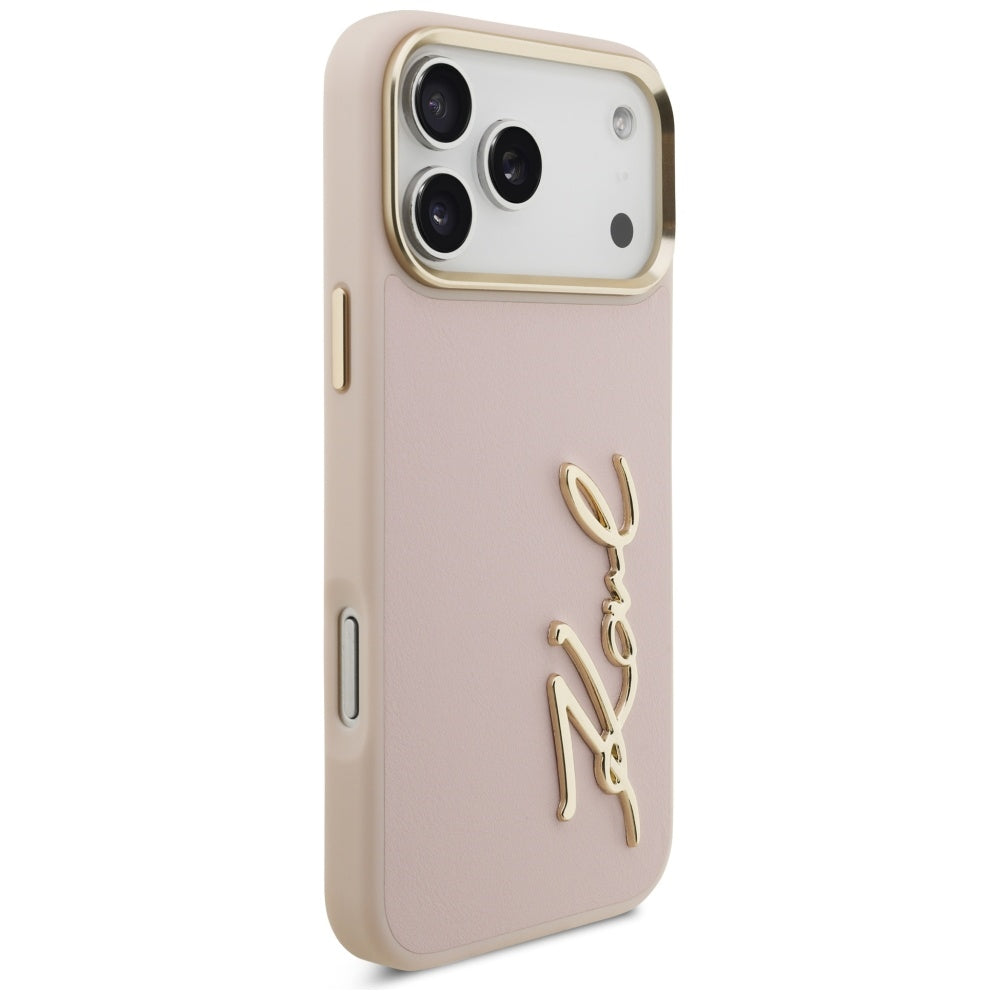 Pouzdro pro Apple iPhone 17 Pro Max, Karl Lagerfeld, Script Logo, Růžové