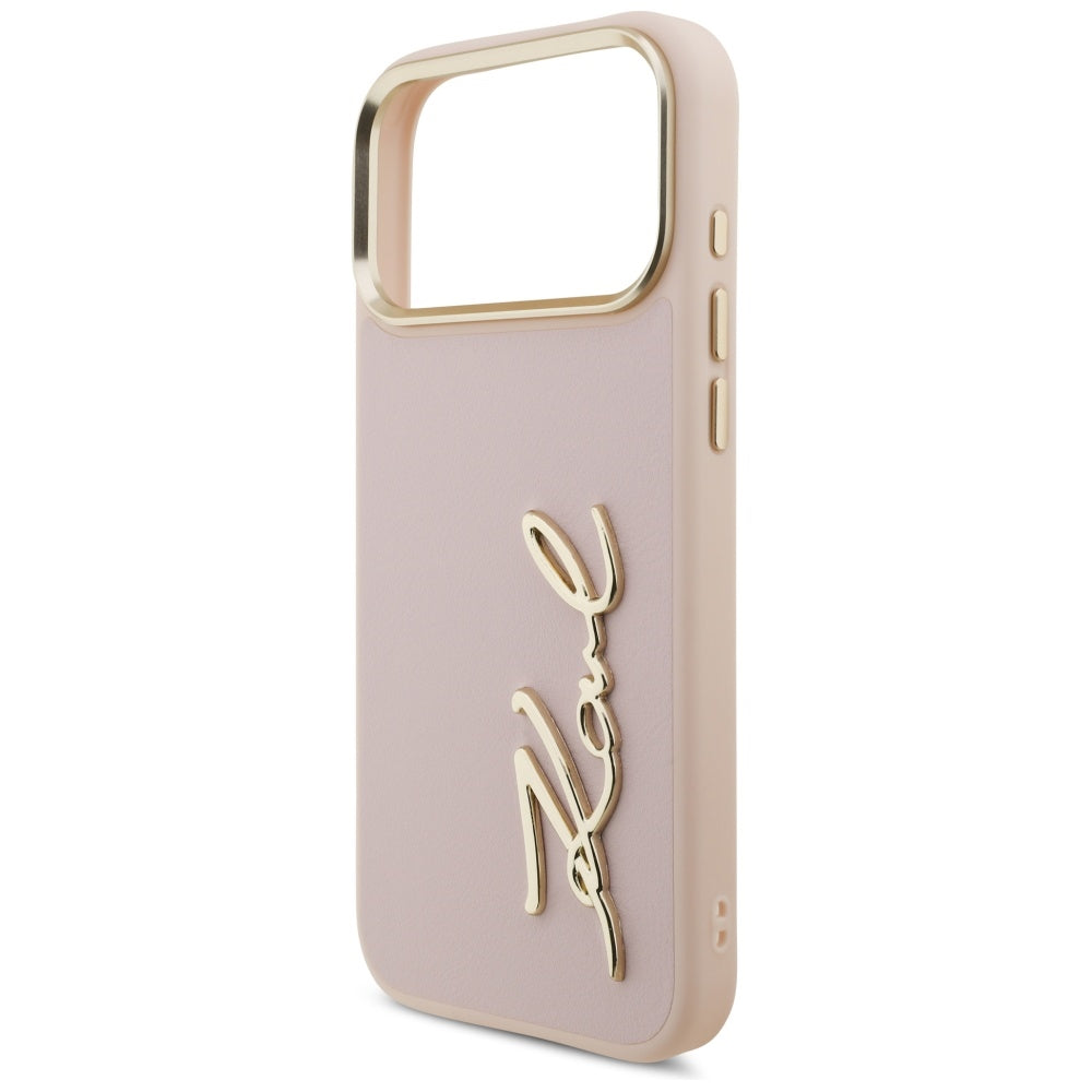 Pouzdro pro Apple iPhone 17 Pro Max, Karl Lagerfeld, Script Logo, Růžové