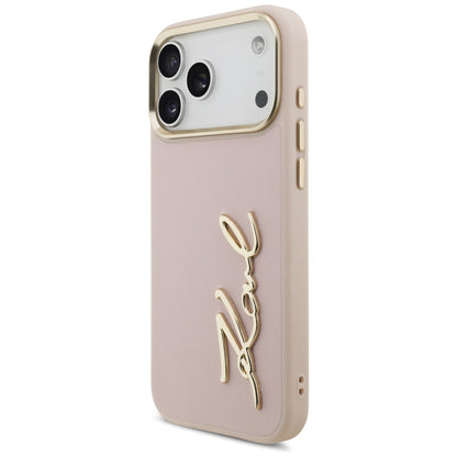 Pouzdro pro Apple iPhone 17 Pro Max, Karl Lagerfeld, Script Logo, Růžové