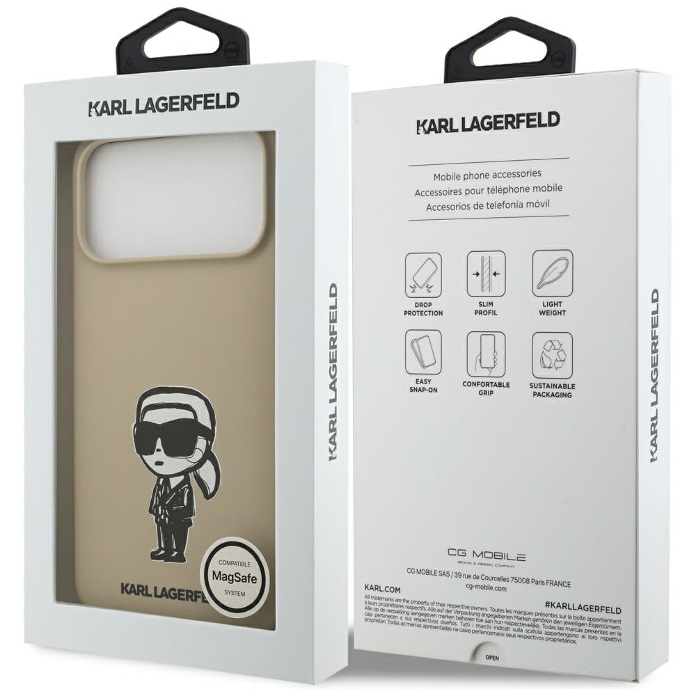 Pouzdro pro Apple iPhone 17 Pro Max, Karl Lagerfeld, Sketch and Logo Karl, Hnědá