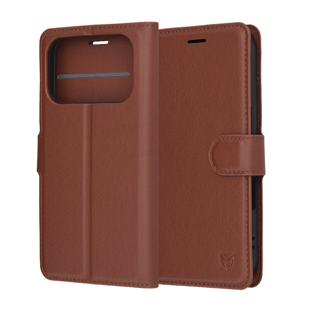 Pouzdro pro Apple iPhone 17 Pro Max, Techsuit, Leather Folio, Hnědá