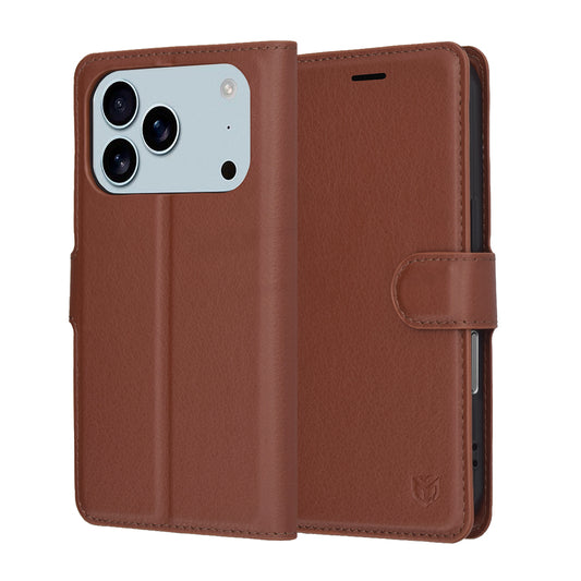 Pouzdro pro Apple iPhone 17 Pro, Techsuit, Leather Folio, Hnědá