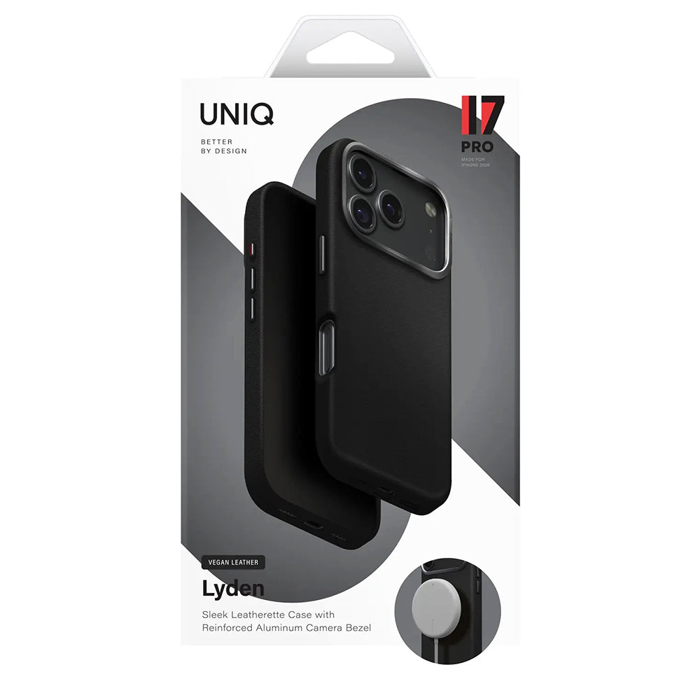 Pouzdro pro Apple iPhone 17 Pro, UNIQ, Lyden Leatherette, Černá