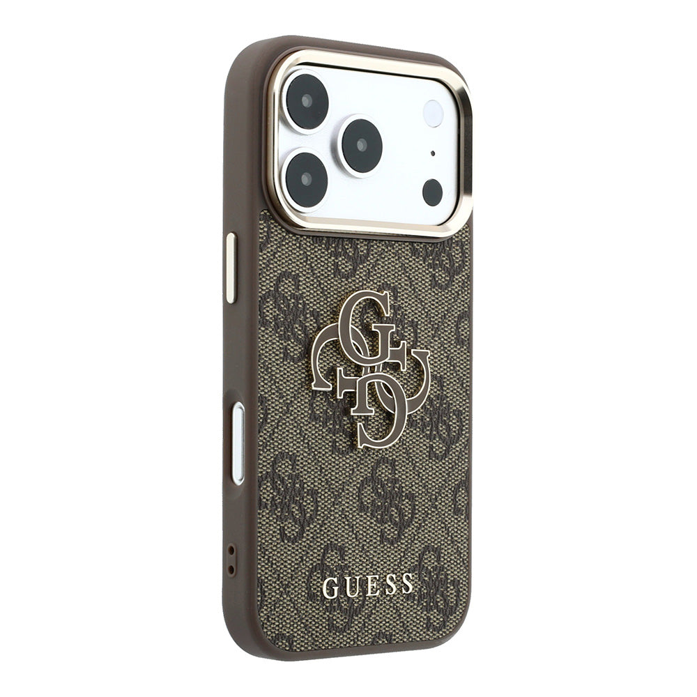 Pouzdro pro Apple iPhone 18 Pro / 17 Pro, Guess, 4G Big Resin Logo, Hnědá