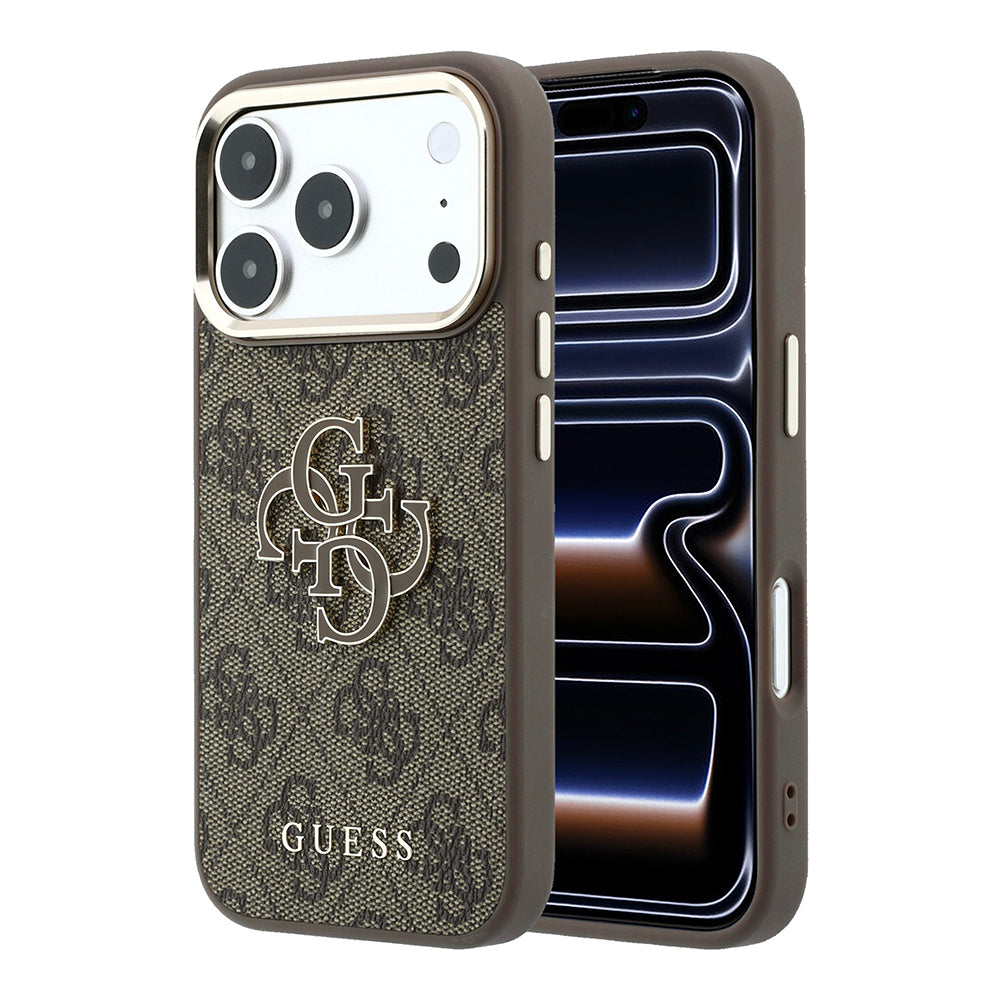 Pouzdro pro Apple iPhone 18 Pro / 17 Pro, Guess, 4G Big Resin Logo, Hnědá