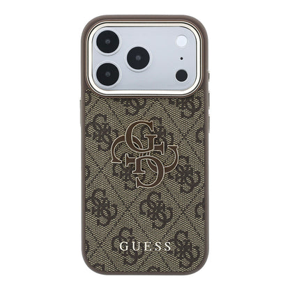 Pouzdro pro Apple iPhone 18 Pro / 17 Pro, Guess, 4G Big Resin Logo, Hnědá