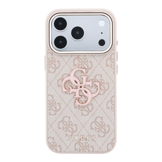 Pouzdro pro Apple iPhone 18 Pro / 17 Pro, Guess, 4G Big Resin Logo, Růžové