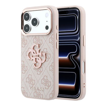 Pouzdro pro Apple iPhone 18 Pro / 17 Pro, Guess, 4G Big Resin Logo, Růžové