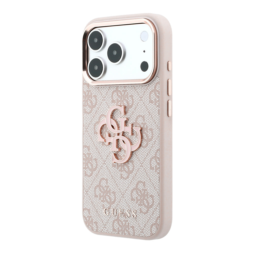 Pouzdro pro Apple iPhone 18 Pro / 17 Pro, Guess, 4G Big Resin Logo, Růžové