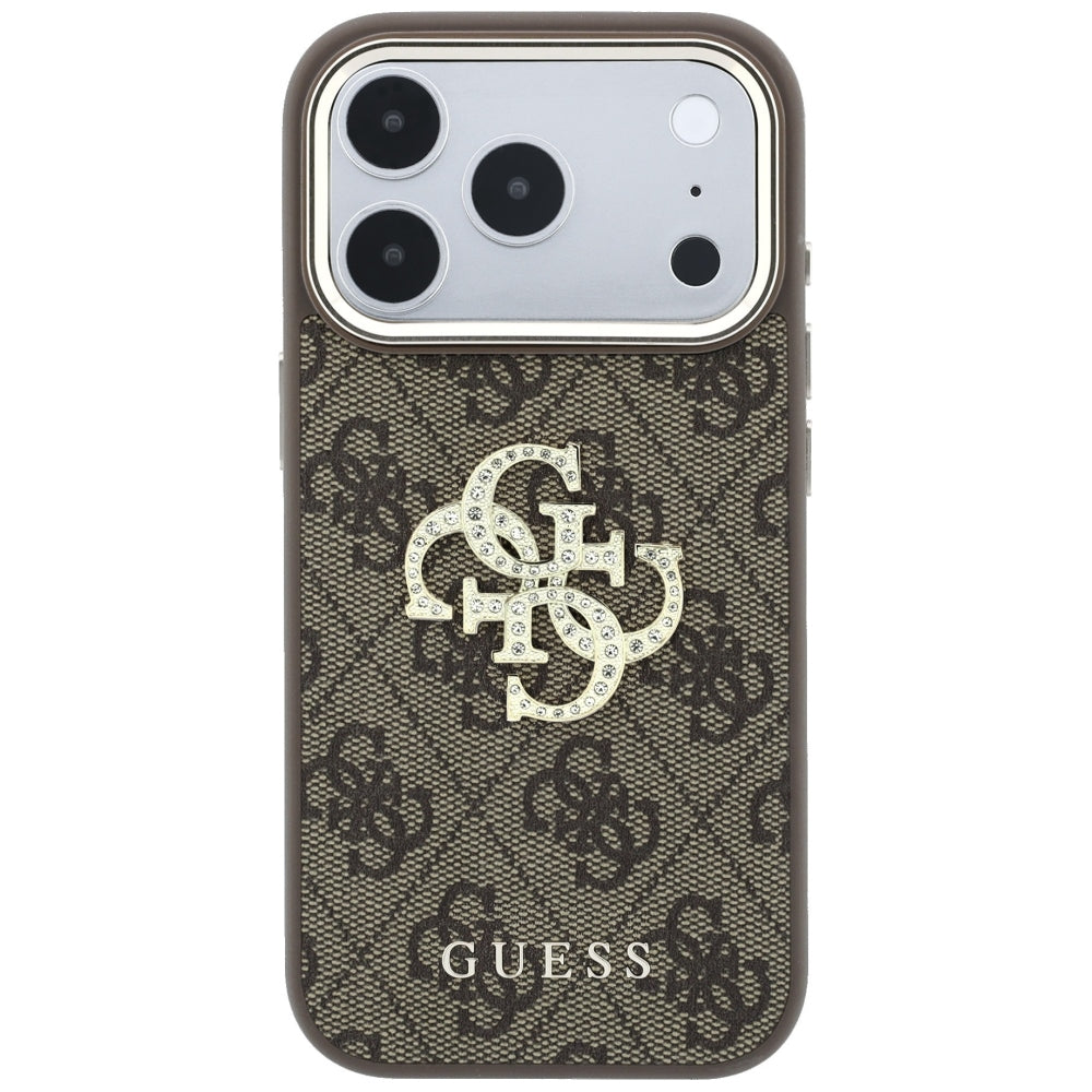 Pouzdro pro Apple iPhone 18 Pro / 17 Pro, Guess, 4G Big Strass Logo, Hnědá