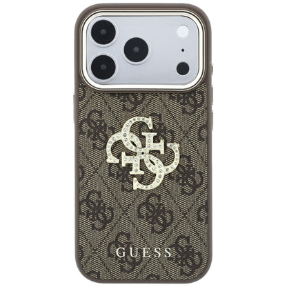Pouzdro pro Apple iPhone 18 Pro / 17 Pro, Guess, 4G Big Strass Logo, Hnědá