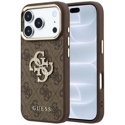 Pouzdro pro Apple iPhone 18 Pro / 17 Pro, Guess, 4G Big Strass Logo, Hnědá