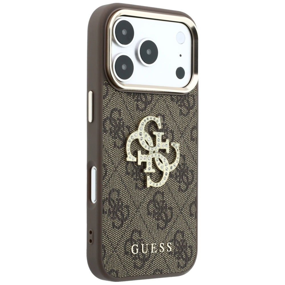 Pouzdro pro Apple iPhone 18 Pro / 17 Pro, Guess, 4G Big Strass Logo, Hnědá