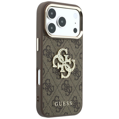 Pouzdro pro Apple iPhone 18 Pro / 17 Pro, Guess, 4G Big Strass Logo, Hnědá