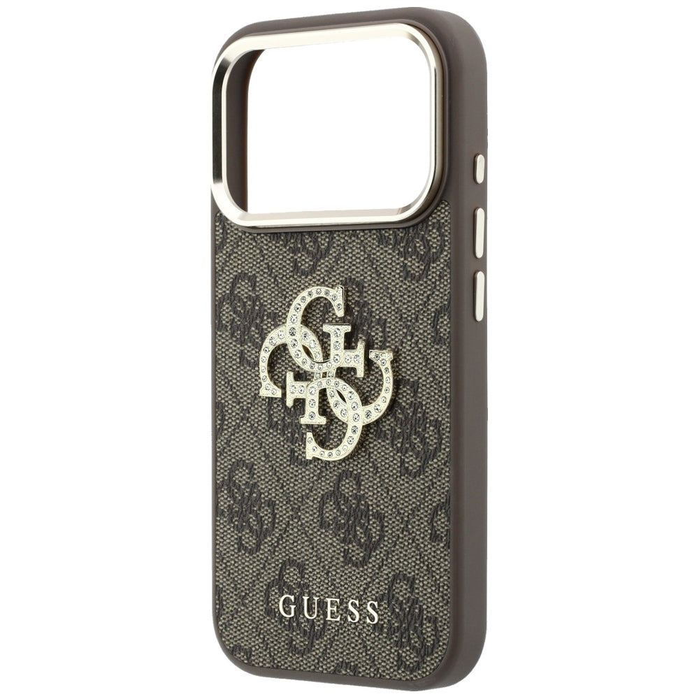 Pouzdro pro Apple iPhone 18 Pro / 17 Pro, Guess, 4G Big Strass Logo, Hnědá