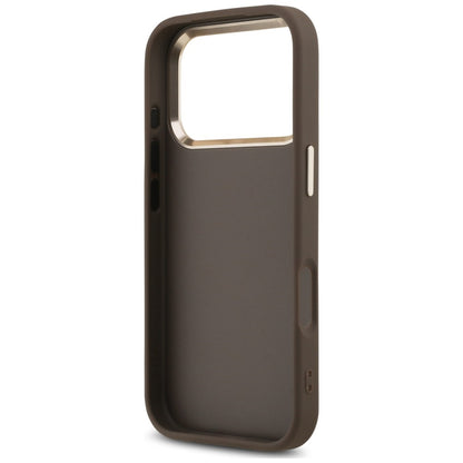 Pouzdro pro Apple iPhone 18 Pro / 17 Pro, Guess, 4G Classic Logo with Strap, zlatohnědé