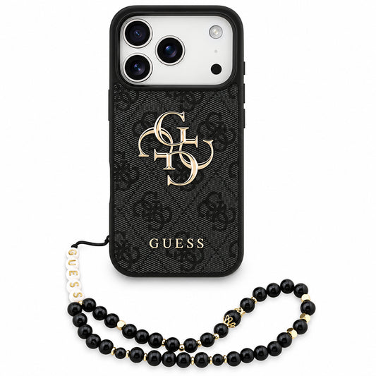 Pouzdro pro Apple iPhone 18 Pro / 17 Pro, Guess, 4G Classic Logo s páskem, černé
