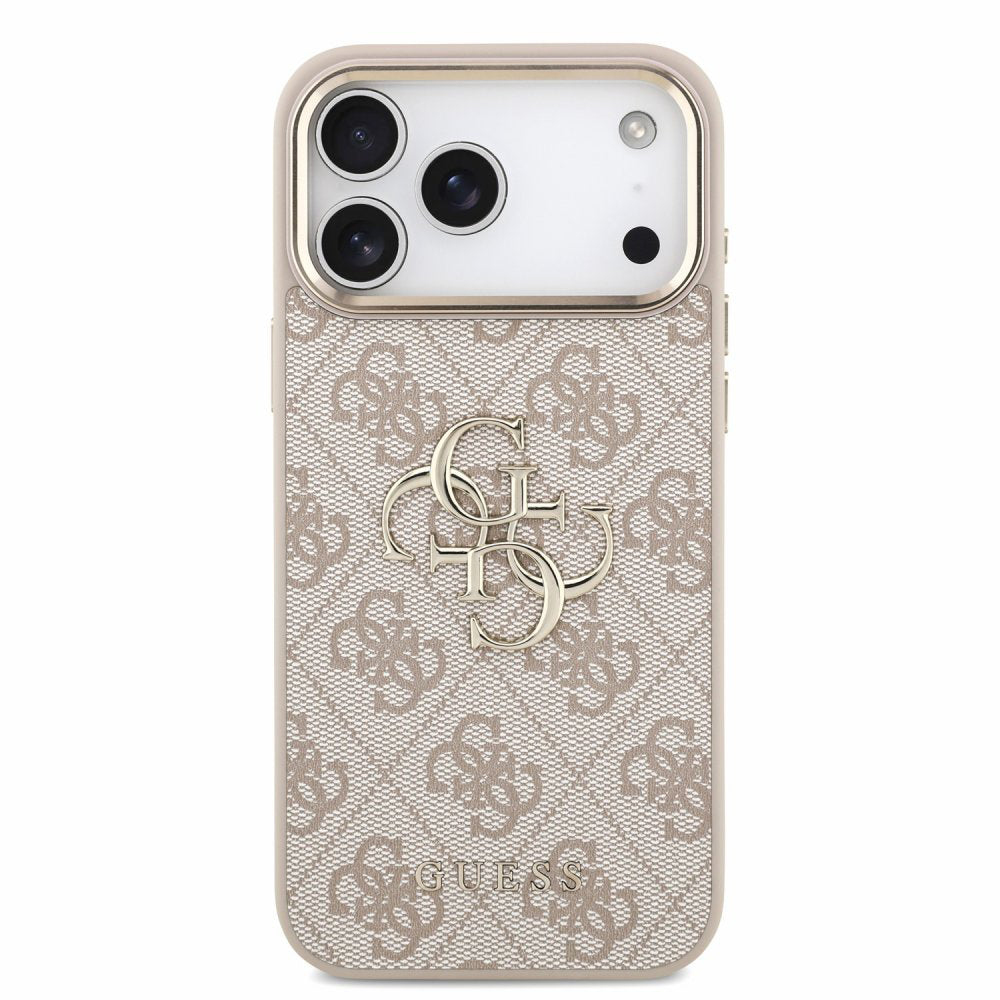 Pouzdro pro Apple iPhone 18 Pro / 17 Pro, Guess, 4G Classic Logo with Strap, růžově zlaté