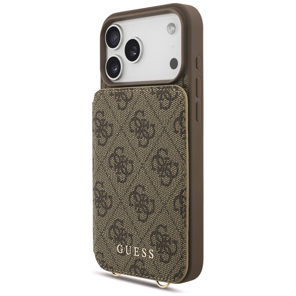 Case for Apple iPhone 18 Pro / 17 Pro, Guess, 4G Crossbody Cardslot, Brown