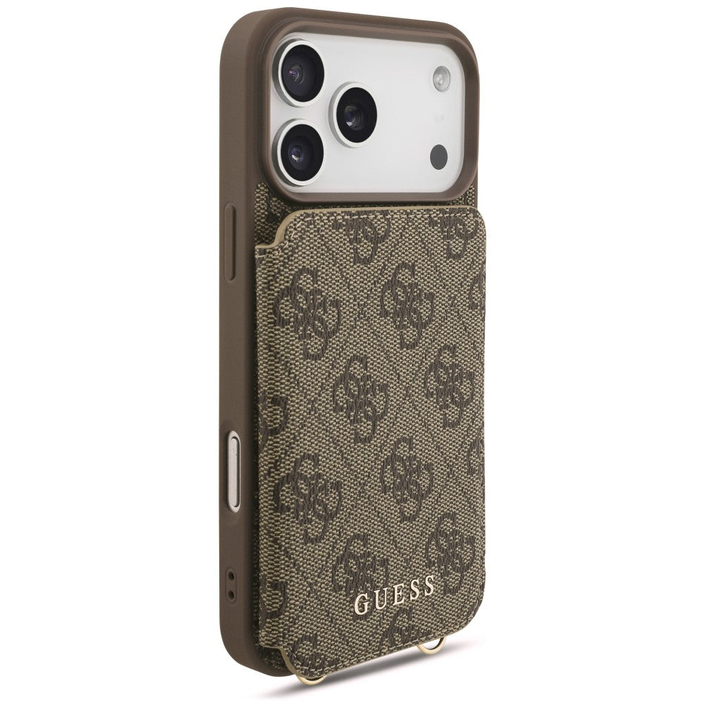 Case for Apple iPhone 18 Pro / 17 Pro, Guess, 4G Crossbody Cardslot, Brown