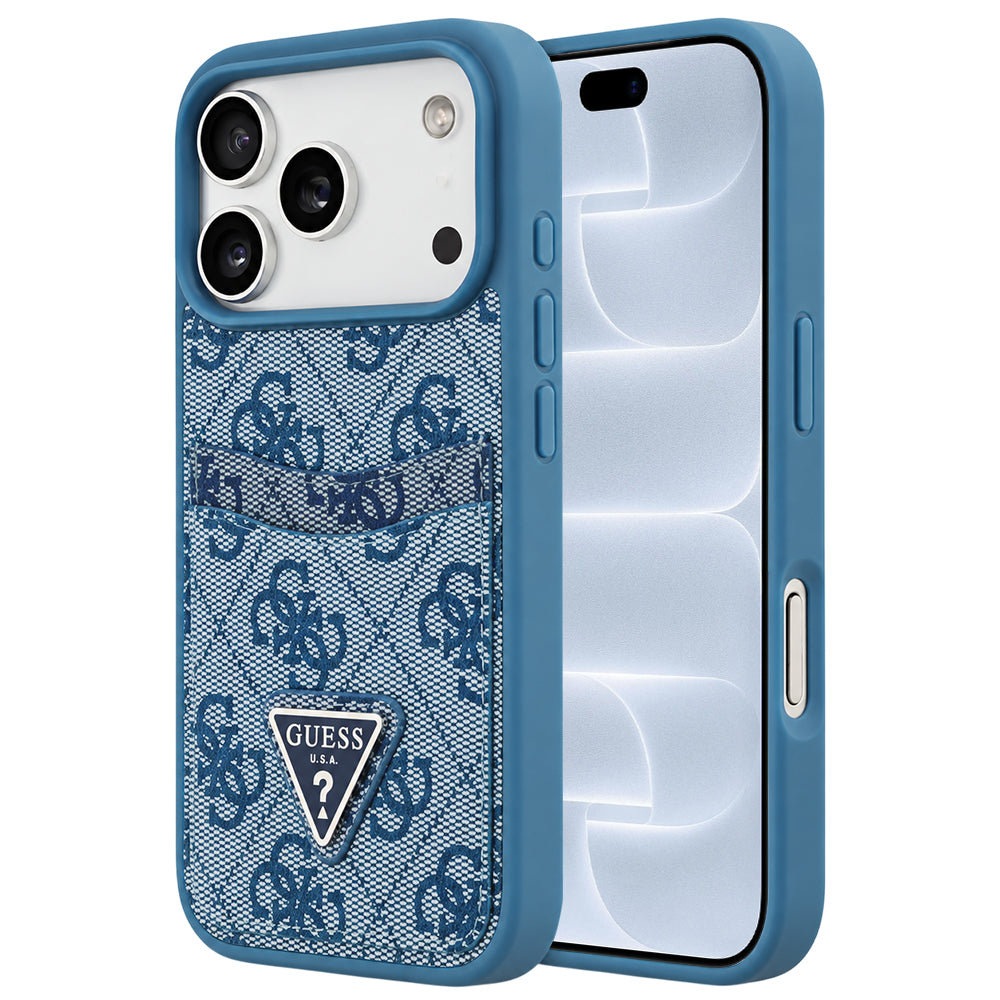 Case for Apple iPhone 18 Pro / 17 Pro, Guess, 4G Double Card Triangle, Blue