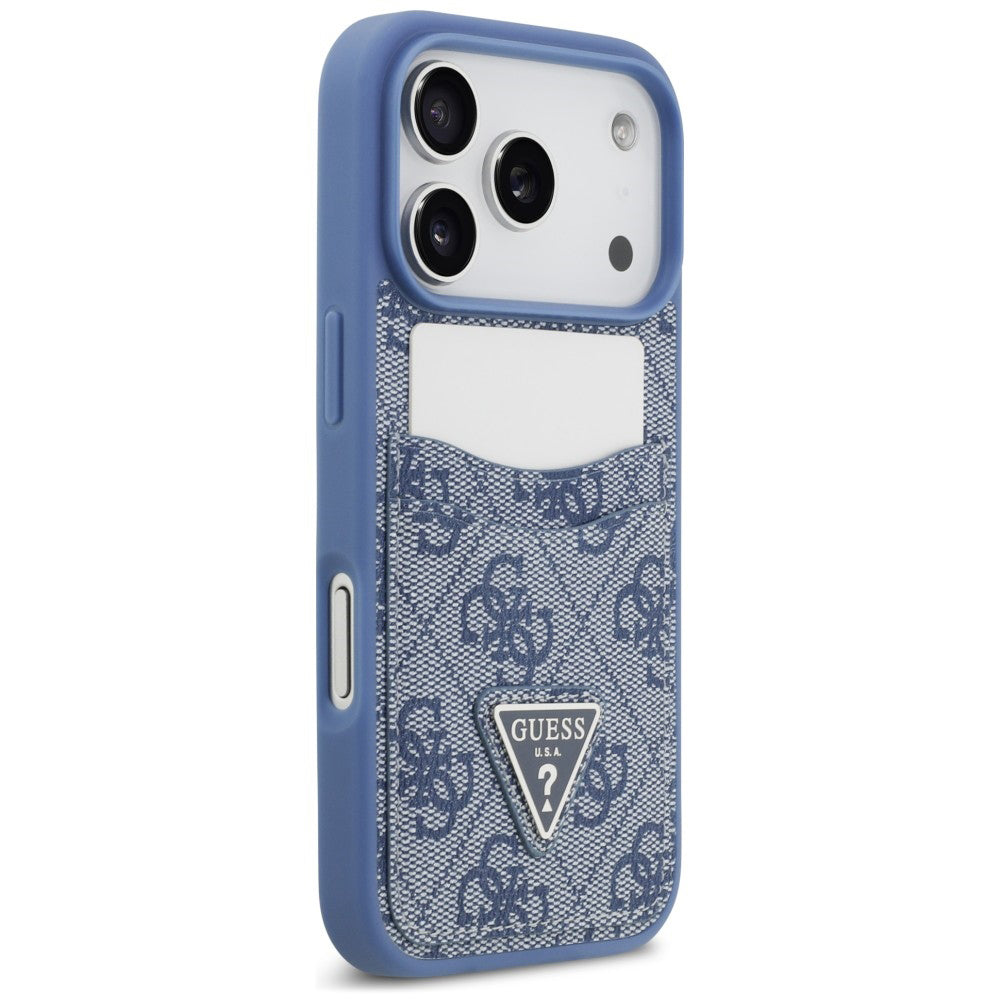 Case for Apple iPhone 18 Pro / 17 Pro, Guess, 4G Double Card Triangle, Blue