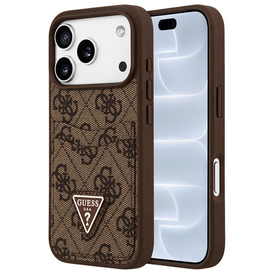 Pouzdro pro Apple iPhone 18 Pro / 17 Pro, Guess, 4G Double Card Triangle, hnědé